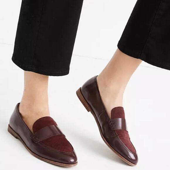 Madewell the Alex Loafers size US 6 Burgundy Red Leather & Suede - Picture 1 of 10